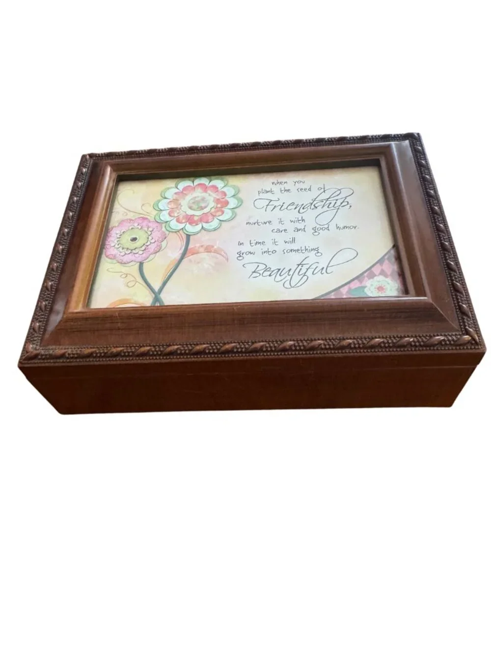 Keepsake Music Box Photo Frame Black Velvet Lined Working Sankyo 8